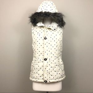 Burton Cream Confetti Print Snow Vest w/ Fur Trim